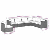 7 Piece Garden Lounge Set with Cushions Poly Rattan Grey