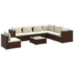 8 Piece Garden Lounge Set with Cushions Poly Rattan Brown