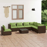 8 Piece Garden Lounge Set with Cushions Poly Rattan Brown