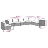 8 Piece Garden Lounge Set with Cushions Poly Rattan Black - Close-Up Angle