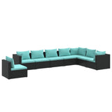 8 Piece Garden Lounge Set with Cushions Poly Rattan Black
