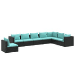 8 Piece Garden Lounge Set with Cushions Poly Rattan Black