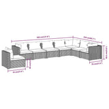 8 Piece Garden Lounge Set with Cushions Poly Rattan Black - Close-Up Angle
