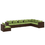 8 Piece Garden Lounge Set with Cushions Poly Rattan Brown