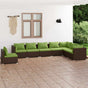 8 Piece Garden Lounge Set with Cushions Poly Rattan Brown