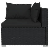 9 Piece Garden Lounge Set with Cushions Poly Rattan Black