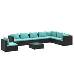 9 Piece Garden Lounge Set with Cushions Poly Rattan Black