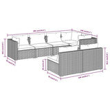 7 Piece Garden Lounge Set with Cushions Black Poly Rattan - 45-Degree Angle