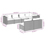 7 Piece Garden Lounge Set with Cushions Brown Poly Rattan - 45-Degree Angle