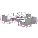 8 Piece Garden Lounge Set with Cushions Brown Poly Rattan - Extra Image