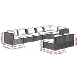 8 Piece Garden Lounge Set with Cushions Black Poly Rattan - Close-Up Angle