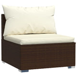 8 Piece Garden Lounge Set with Cushions Brown Poly Rattan - Top-Down View