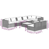 9 Piece Garden Lounge Set with Cushions Black Poly Rattan - Extra Image