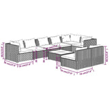 9 Piece Garden Lounge Set with Cushions Brown Poly Rattan - Extra Image