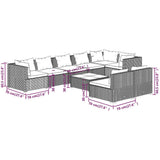 9 Piece Garden Lounge Set with Cushions Brown Poly Rattan - Extra Image