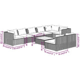 9 Piece Garden Lounge Set with Cushions Grey Poly Rattan - Extra Image