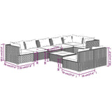 9 Piece Garden Lounge Set with Cushions Grey Poly Rattan - Extra Image