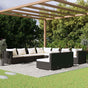 9 Piece Garden Lounge Set with Cushions Black Poly Rattan