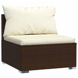 9 Piece Garden Lounge Set with Cushions Brown Poly Rattan - Top-Down View