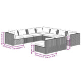 9 Piece Garden Lounge Set with Cushions Brown Poly Rattan - Close-Up Angle