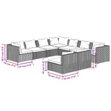 9 Piece Garden Lounge Set with Cushions Grey Poly Rattan - Close-Up Angle