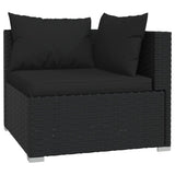 10 Piece Garden Lounge Set with Cushions Black Poly Rattan - Side View