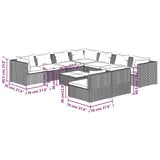 10 Piece Garden Lounge Set with Cushions Brown Poly Rattan - Extra Image