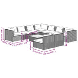 10 Piece Garden Lounge Set with Cushions Grey Poly Rattan