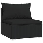 11 Piece Garden Lounge Set with Cushions Black Poly Rattan