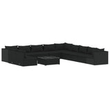 12 Piece Garden Lounge Set with Cushions Black Poly Rattan - Front View