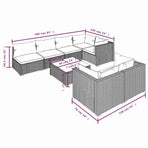 8 Piece Garden Lounge Set with Cushions Brown Poly Rattan