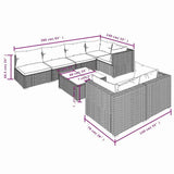 8 Piece Garden Lounge Set with Cushions Grey Poly Rattan