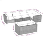 7 Piece Garden Lounge Set with Cushions Brown Poly Rattan - 45-Degree Angle