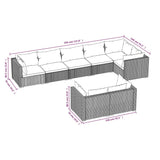 8 Piece Garden Lounge Set with Cushions Brown Poly Rattan - 45-Degree Angle