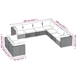 9 Piece Garden Lounge Set with Cushions Brown Poly Rattan - 45-Degree Angle