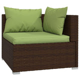 10 Piece Garden Lounge Set with Cushions Brown Poly Rattan - Side View