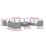 11 Piece Garden Lounge Set with Cushions Black Poly Rattan - Rear View