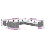 11 Piece Garden Lounge Set with Cushions Brown Poly Rattan - 45-Degree Angle