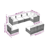 8 Piece Garden Lounge Set with Cushions Poly Rattan Black - 45-Degree Angle