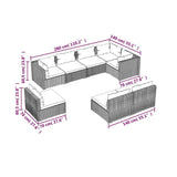8 Piece Garden Lounge Set with Cushions Poly Rattan Grey
