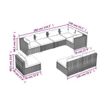8 Piece Garden Lounge Set with Cushions Poly Rattan Grey - 45-Degree Angle