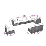 9 Piece Garden Lounge Set with Cushions Poly Rattan Black - 45-Degree Angle