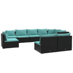 9 Piece Garden Lounge Set with Cushions Poly Rattan Black