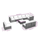 10 Piece Garden Lounge Set with Cushions Poly Rattan Black - Rear View