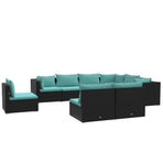 9 Piece Garden Lounge Set with Cushions Poly Rattan Black