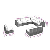 9 Piece Garden Lounge Set with Cushions Poly Rattan Brown - 45-Degree Angle