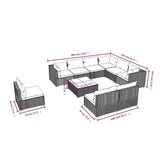 10 Piece Garden Lounge Set with Cushions Poly Rattan Black - Rear View