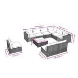 10 Piece Garden Lounge Set with Cushions Poly Rattan Brown