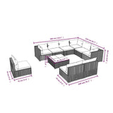 10 Piece Garden Lounge Set with Cushions Poly Rattan Brown