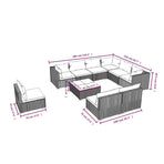10 Piece Garden Lounge Set with Cushions Poly Rattan Brown